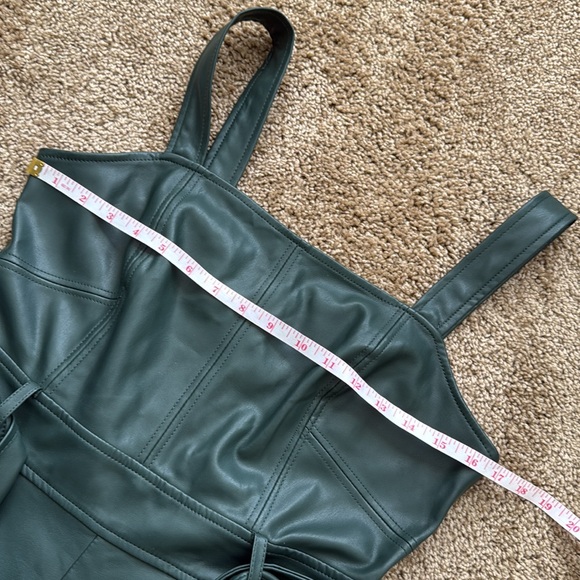 By Anthropologie Samira Dark Green Faux Vegan Leather Jumpsuit - Picture 9 of 11